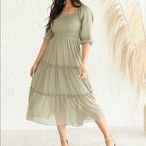 Sage Green Smocked Sun Dress